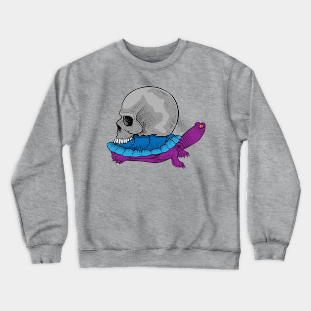 Turtle Skull Hand Drawn Crewneck Sweatshirt by Mako Design 